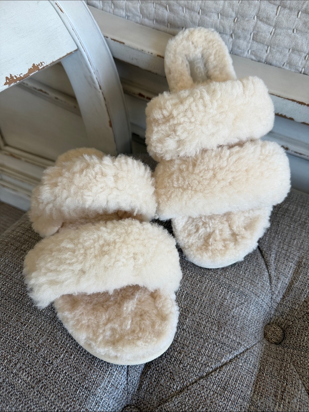 UGG Cream Fluff Yeah Sheepskin Slide Slippers. Women’s size 11.